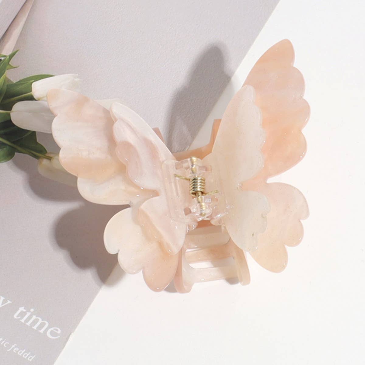DOUBLE-LAYER BUTTERFLY GRADIENT PEARL HAIRPIN