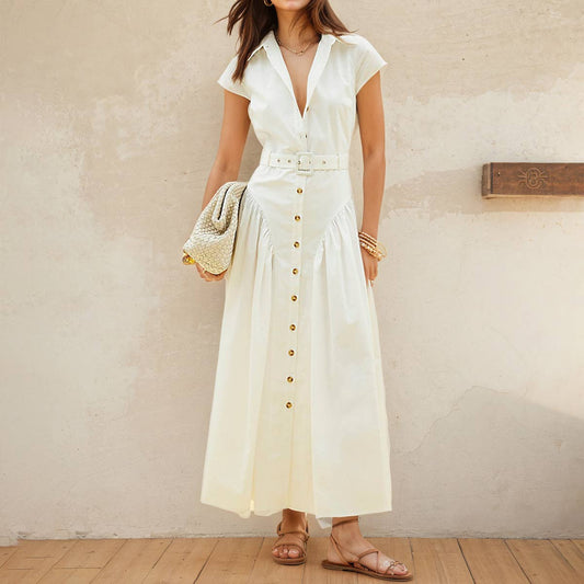 Collared single-breasted figure-hugging dress