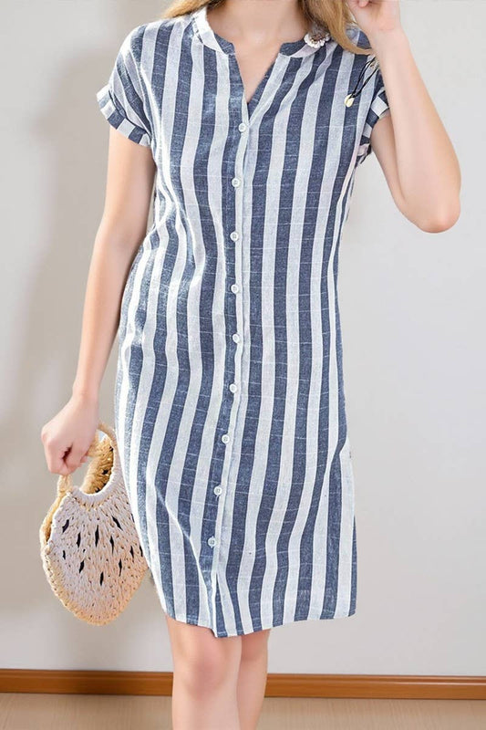 CWTSTS00818_LOOSE AND CASUAL STRIPED SHIRT TOP