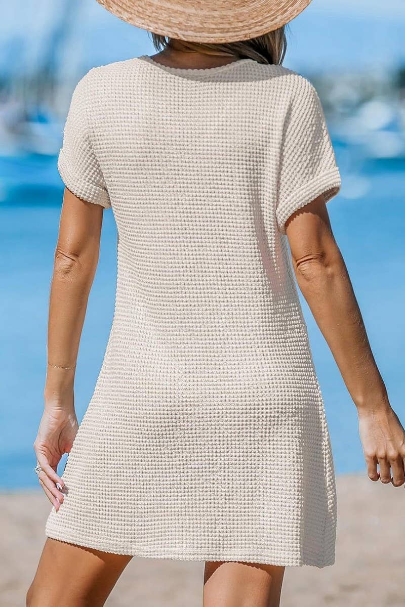 CWDSD8698_TWIST FRONT V-NECK BEACH COVER-UP DRESS