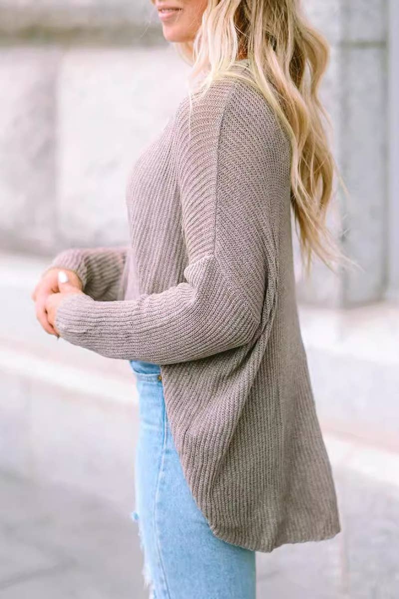 CWOSWL6694_SOLID COLOR CREW-NECK LONG-SLEEVED SWEATER