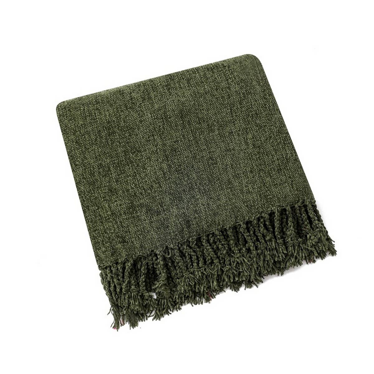 FRINGED SOFT AND WARM KNITTED BLANKET