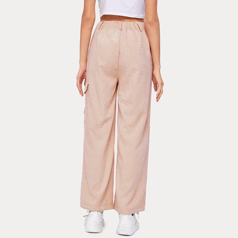 Casual loose corduroy straight leg wide leg pants