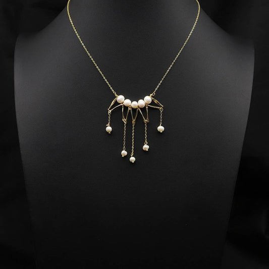 WOMEN'S VINTAGE TASSEL NATURAL PEARL NECKLACE