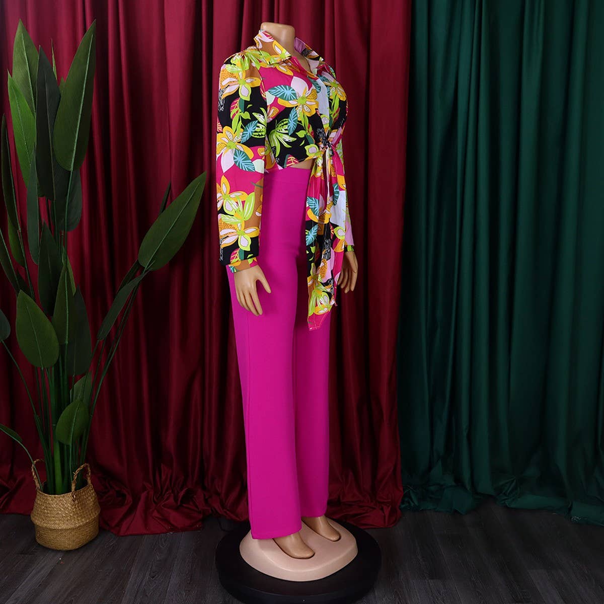 PRINTED SHIRT TOP WIDE-LEG PANTS TWO-PIECE SET_CWSTB1143