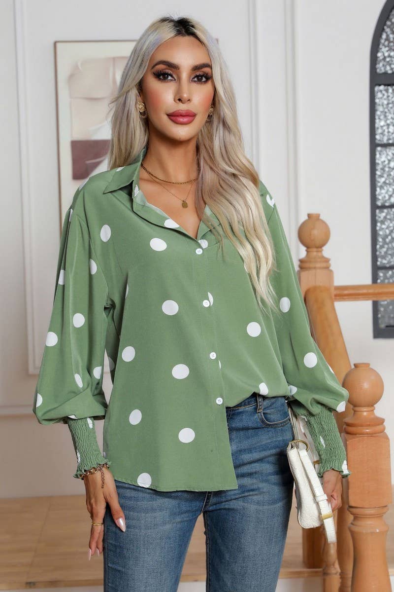 CWTBLL0698_Button Down Casual Long Sleeve Print Top
