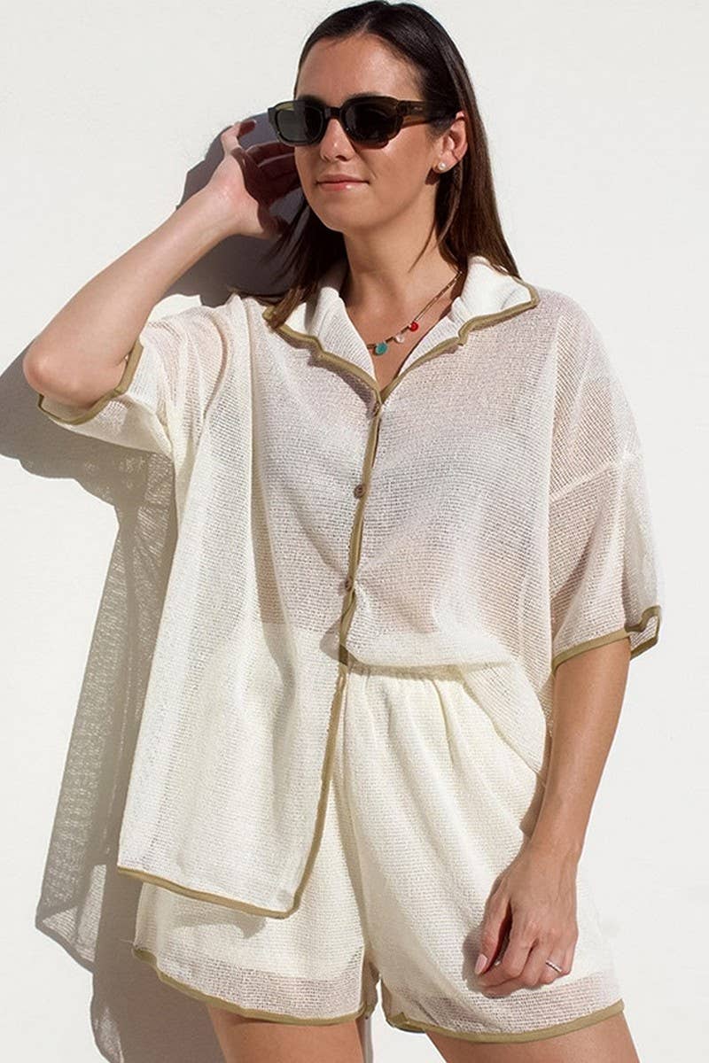 CWSTB347_SOLID COLOR SEE-THROUGH LAPEL CASUAL SUIT