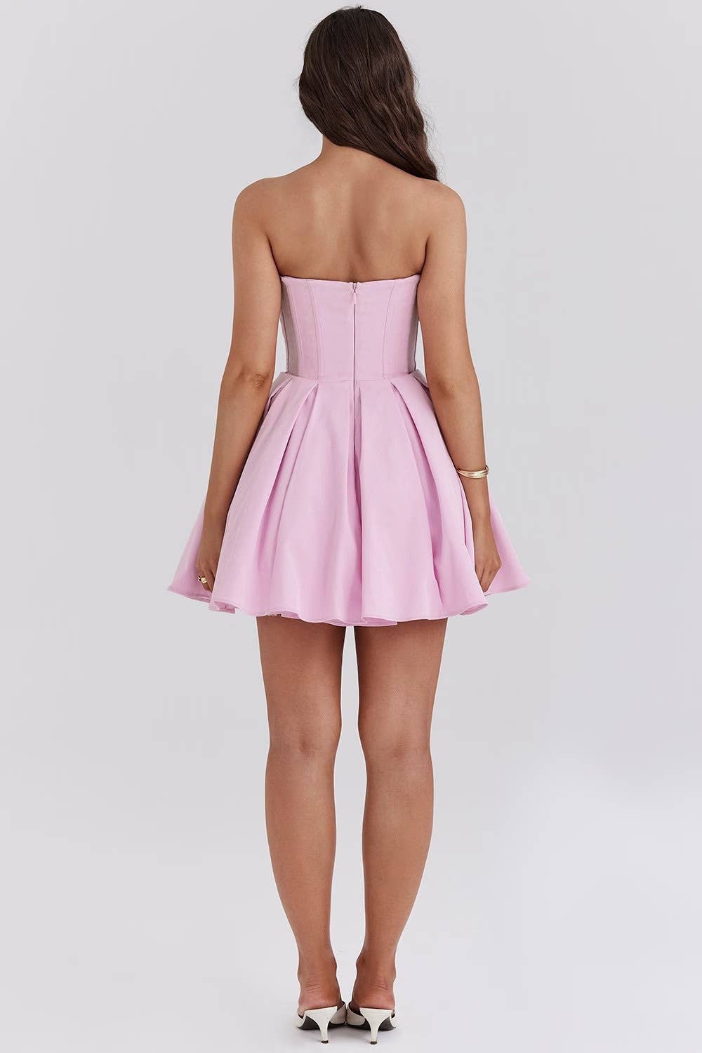 A cinched-waist short wraparound dress