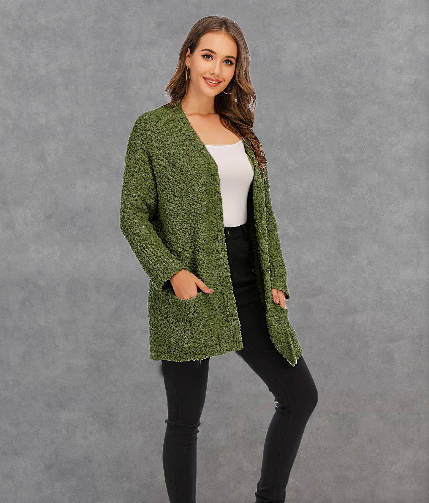 CWOSWL1044_Long Sleeve Open Front Long Cardigan Sweater