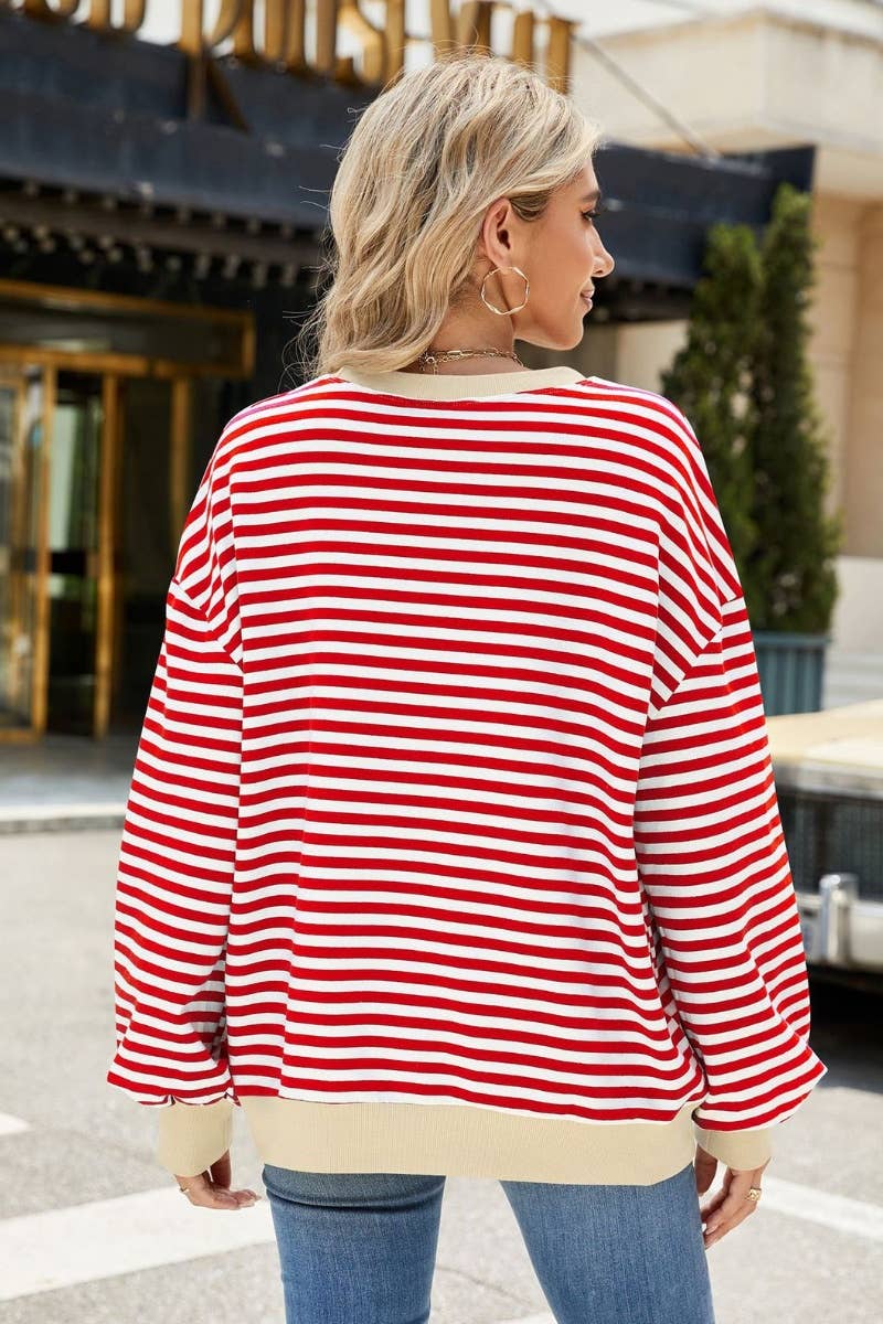 CWTBLL1888_FALL CREW-NECK STRIPED LONG-SLEEVED TOP