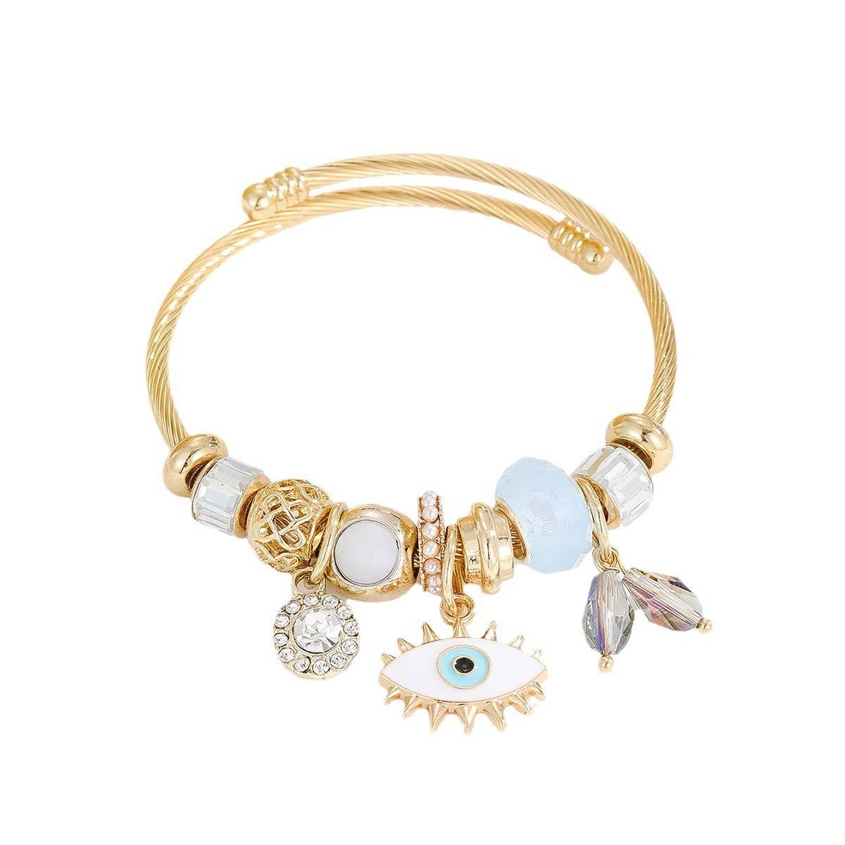 Elegant Couple Bracelet with Glass Heart Pendant