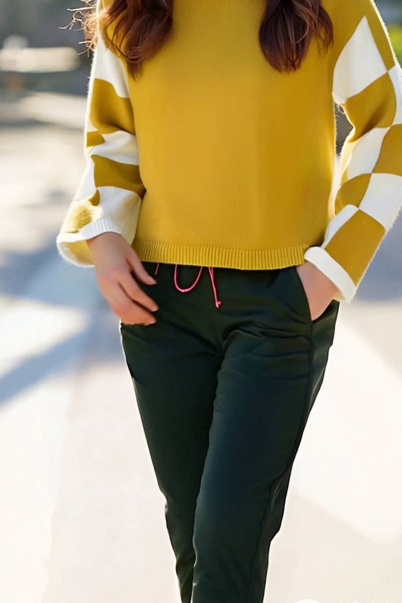 CWOSWL6949_COLORBLOCK PRINTED CREWNECK PULLOVER SWEATER