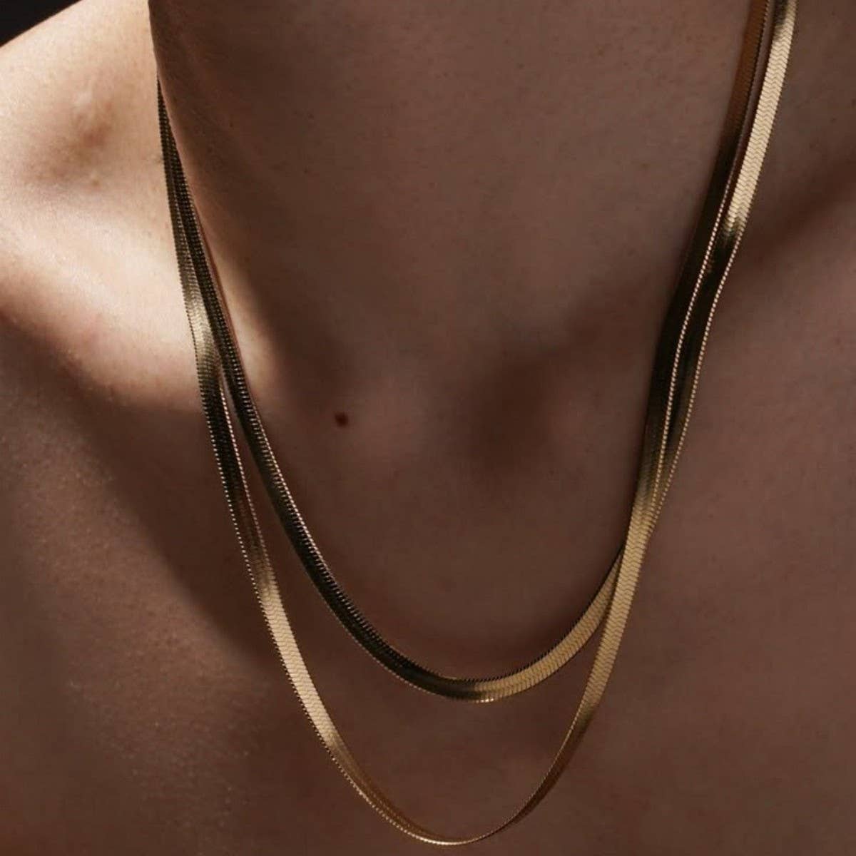 SNAKE CHAIN COMBINATION MULTI-LAYERED NECKLACE_CWMM3621