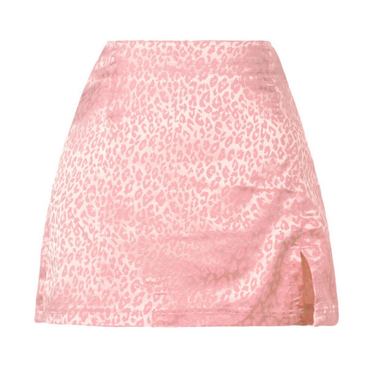 SLIT SHORT SKIRT JACQUARD SATIN ZIPPER SKIRT_CWBSS0407