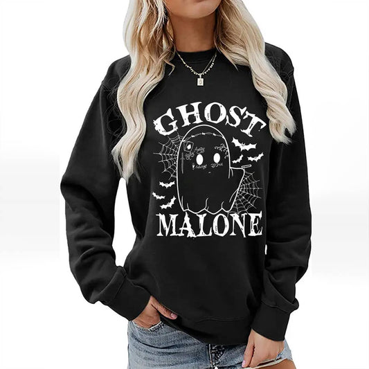 CWTSTL0364_WOMEN HALLOWEEN GHOST MALONE LONG SLEEVE PULLOVER