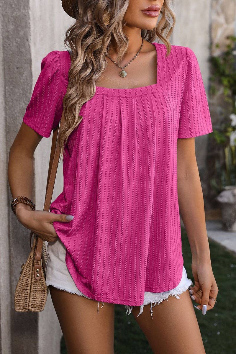 CWTTS0776_Sweetheart Neck Shirt Sleeve Top