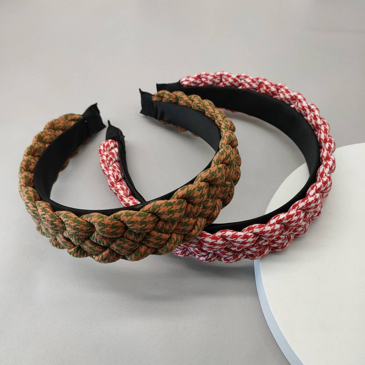 HANDMADE GEOMETRIC PLAID TWIST HEADBAND