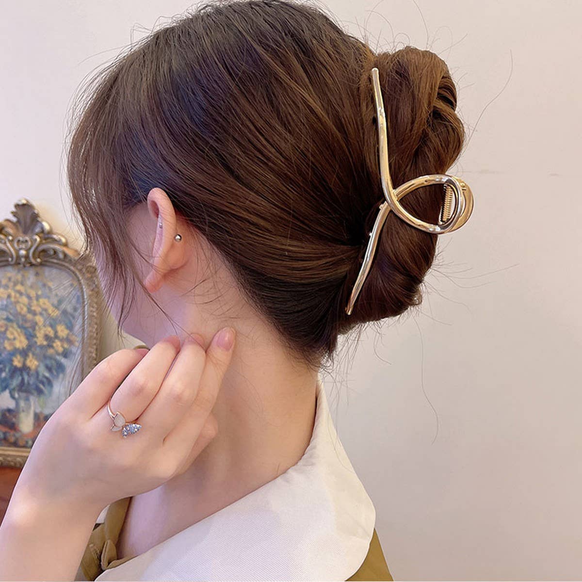 Oversized Metal Hair Claw ??13.5cm Minimalist Clip_CWAHA2375