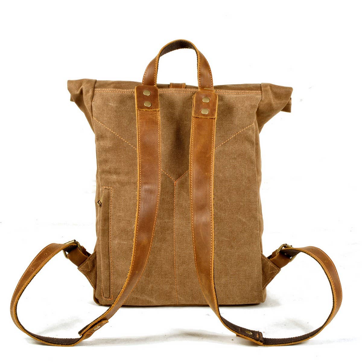 Vintage Waxed Canvas Leather Backpack for Men_CWAB5540