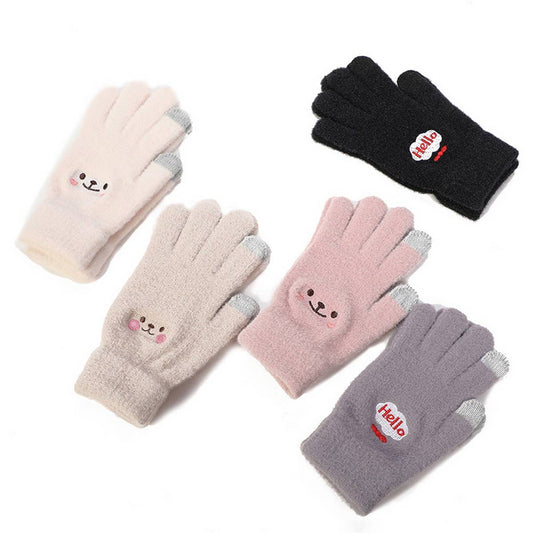 CWAG00545_CUTE FLEECE SMILE FACE TOUCHSCREEN GLOVES