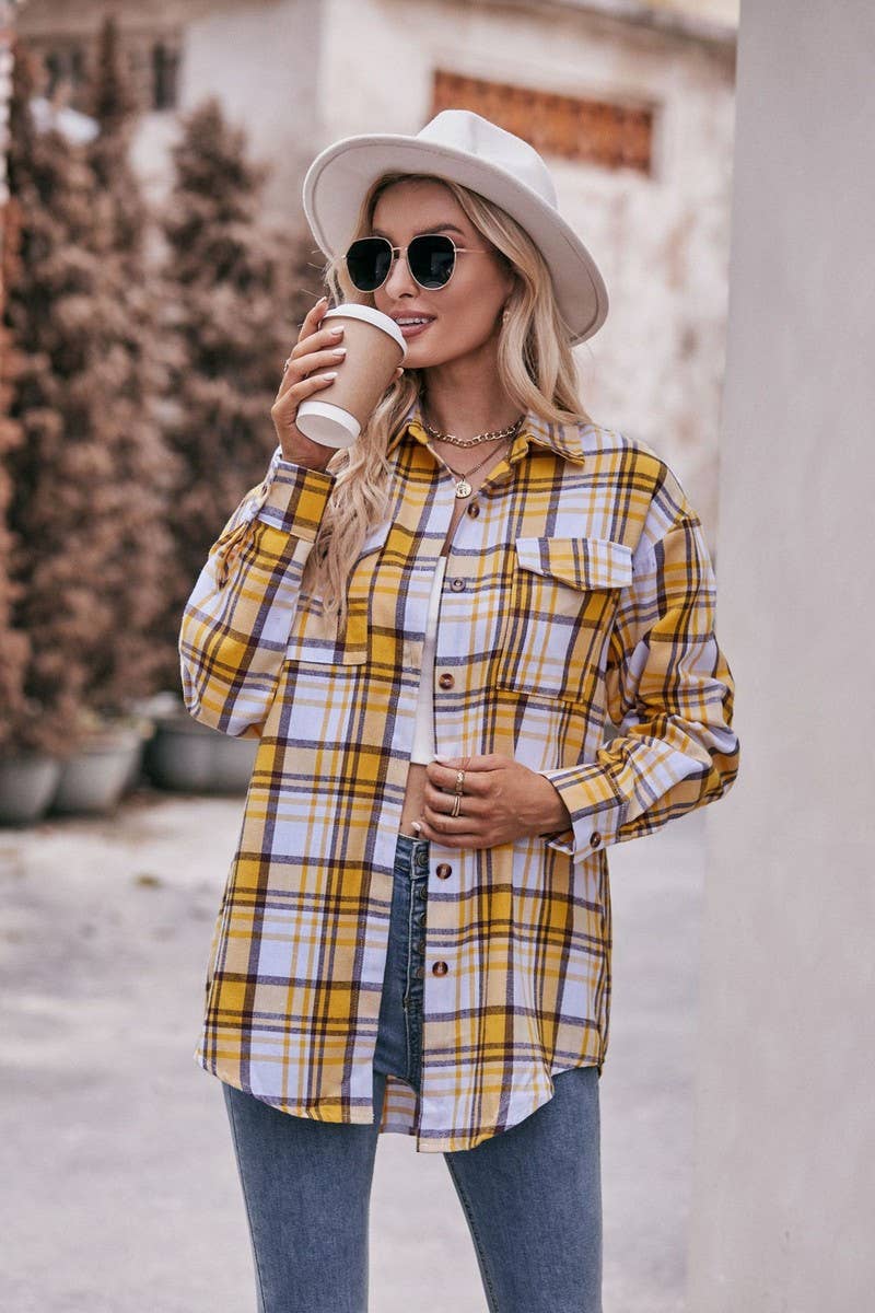 CWTSTL1691_OVERSIZE LOOSE LONG SLEEVE PLAID SHIRT