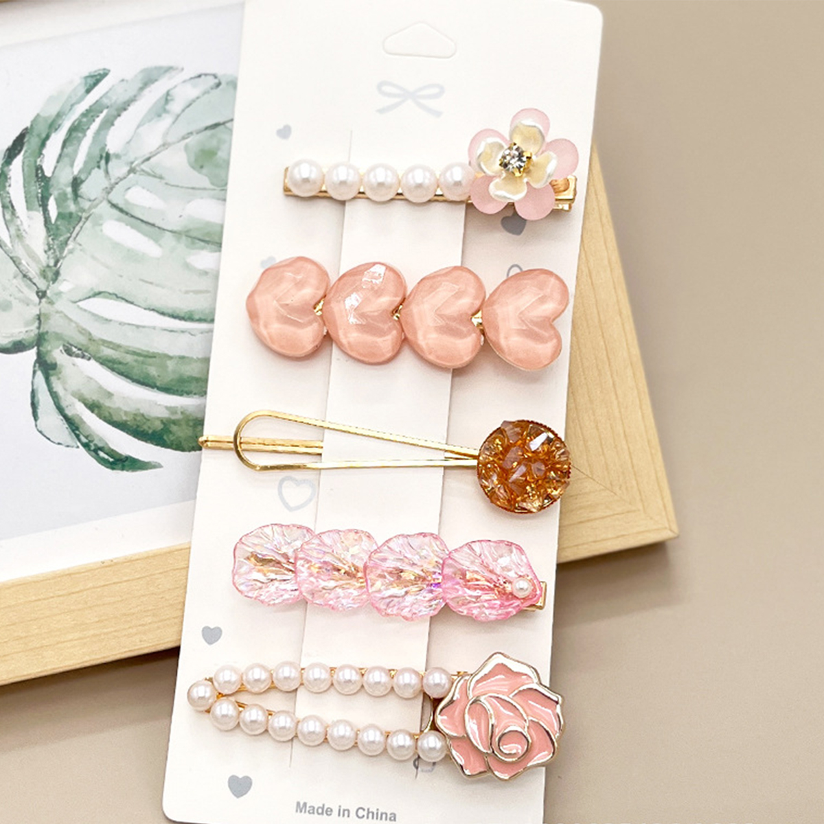 Rhinestone Pearl Hair Clip Set - Elegant Side Pin _CWAHA0159