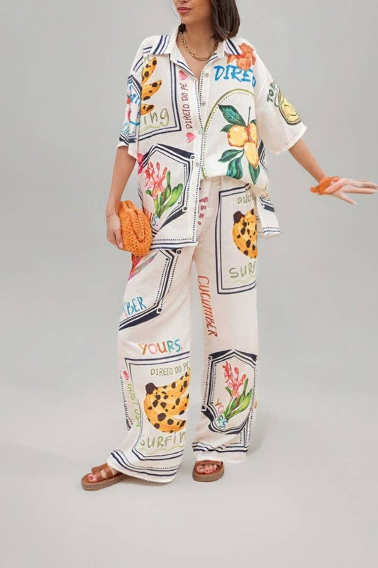 CWSTB2190_GRAFFITI PRINT PLUS SIZE SHIRT & WIDE LEG SET