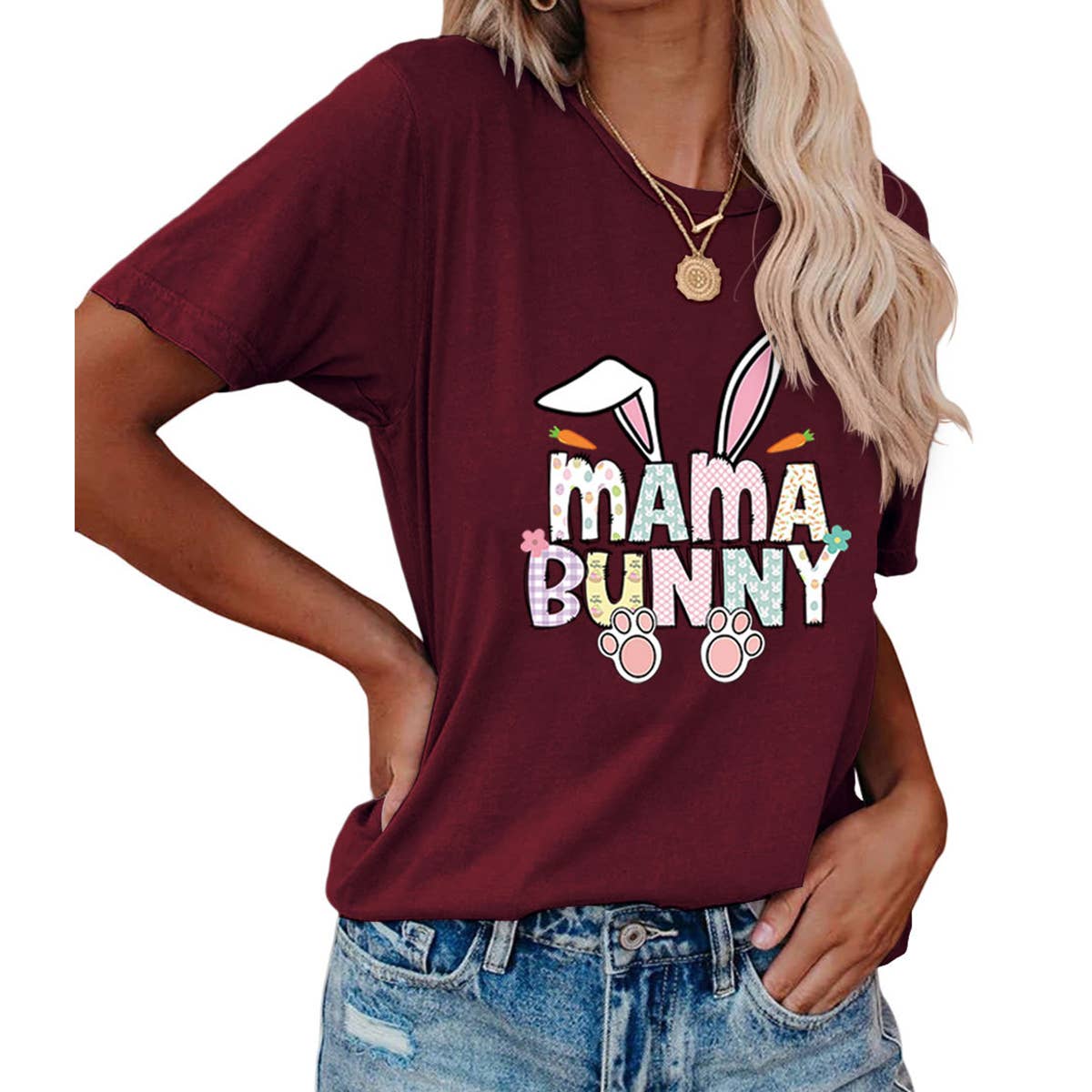 EASTER PULLOVER ROUND NECK FASHION PRINTED T SHIRT_CWTTS0855