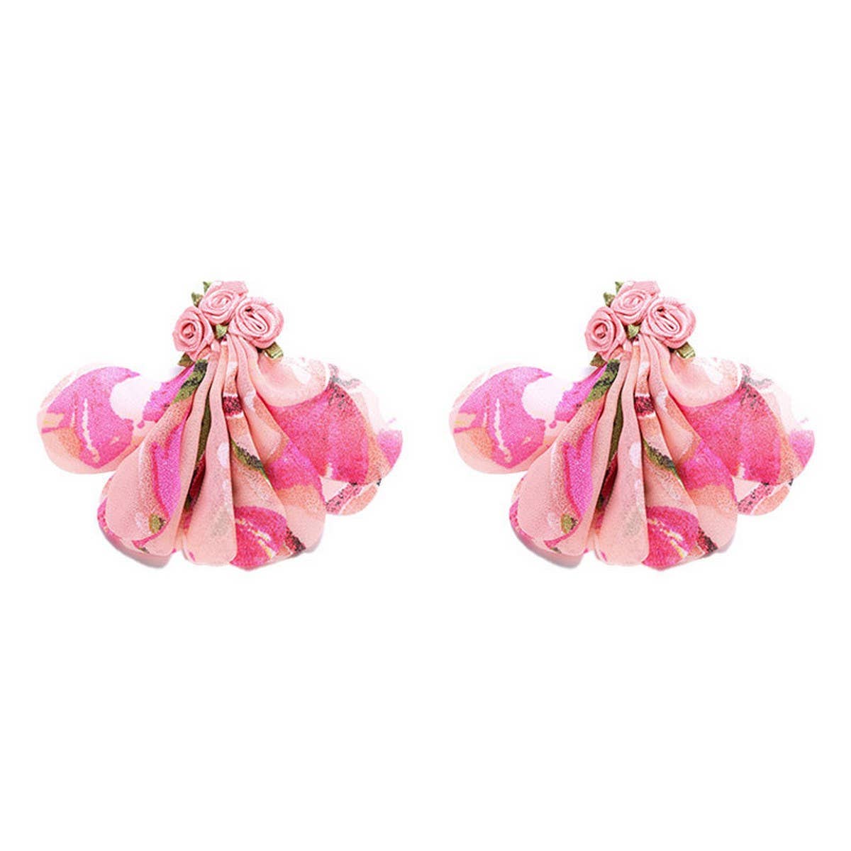 Boho Handmade Floral Earrings Leopard Print Fabric_CWMM6176