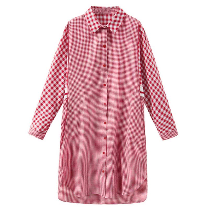 Fashion temperament plaid loose shift dress