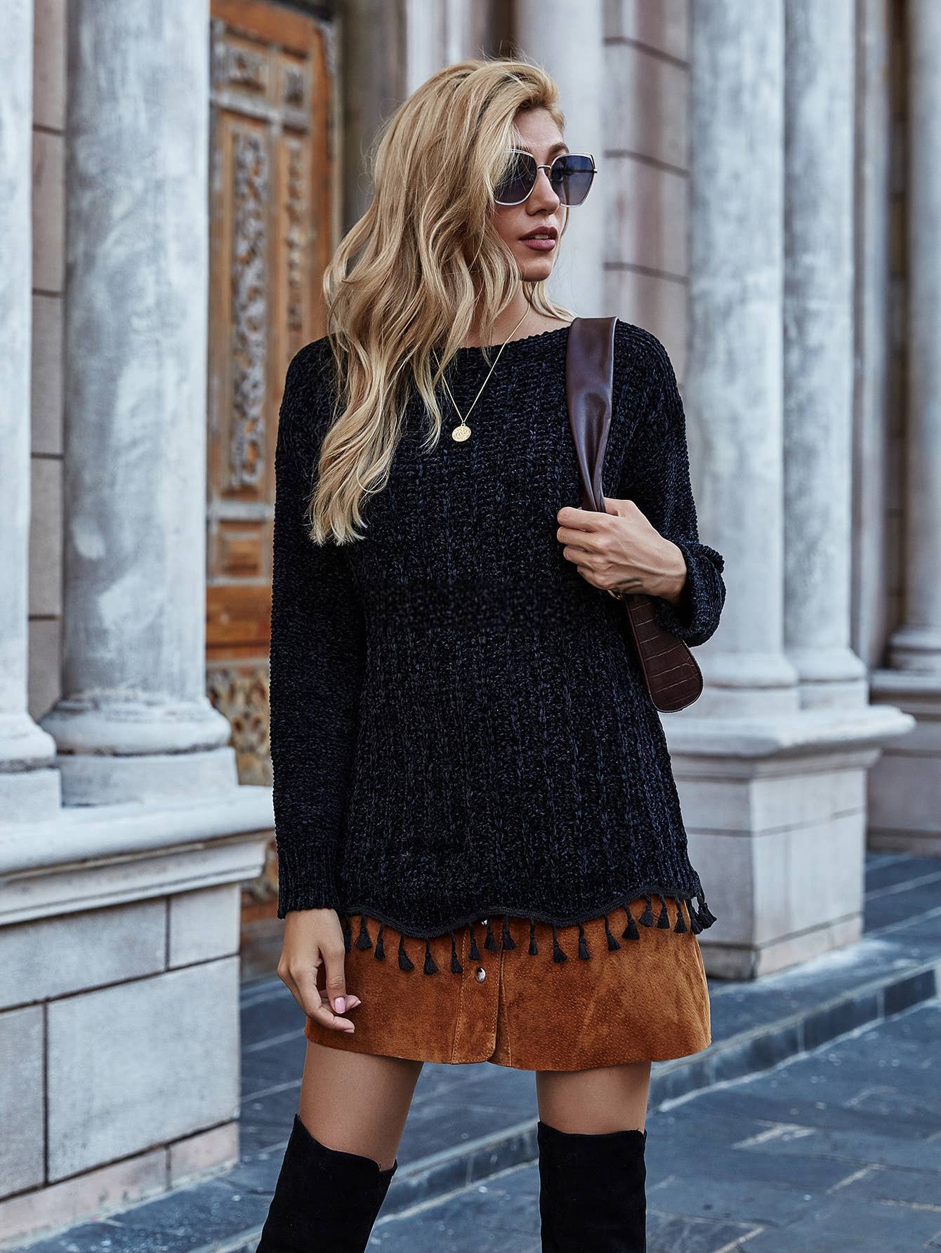 CWOSWL1425_Crew Neck Pullover Casual Sweater