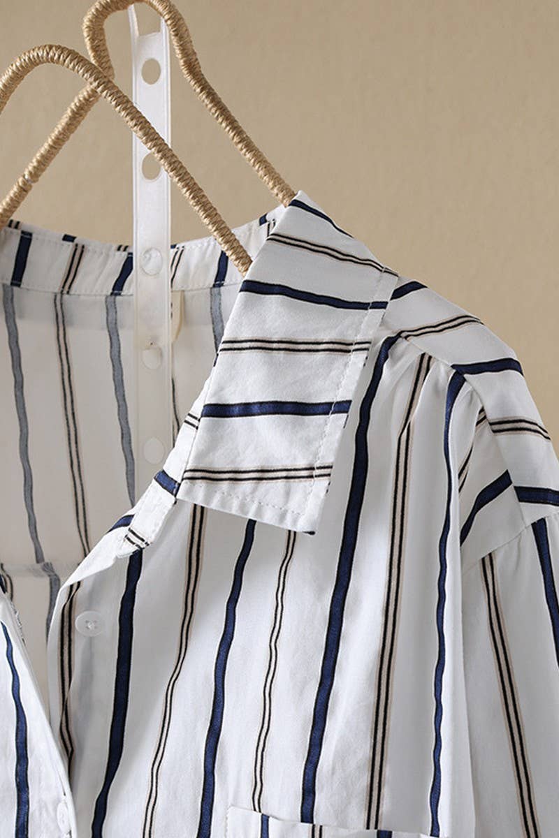 CWTSTL2247_STRIPED COTTON LOOSE CASUAL SHIRT TOP