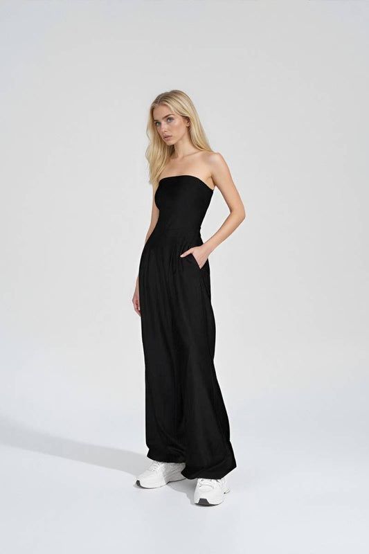 CWSJS00268_SOLID COLOR SEXY SLIM-FIT SCARF-STYLE JUMPSUIT