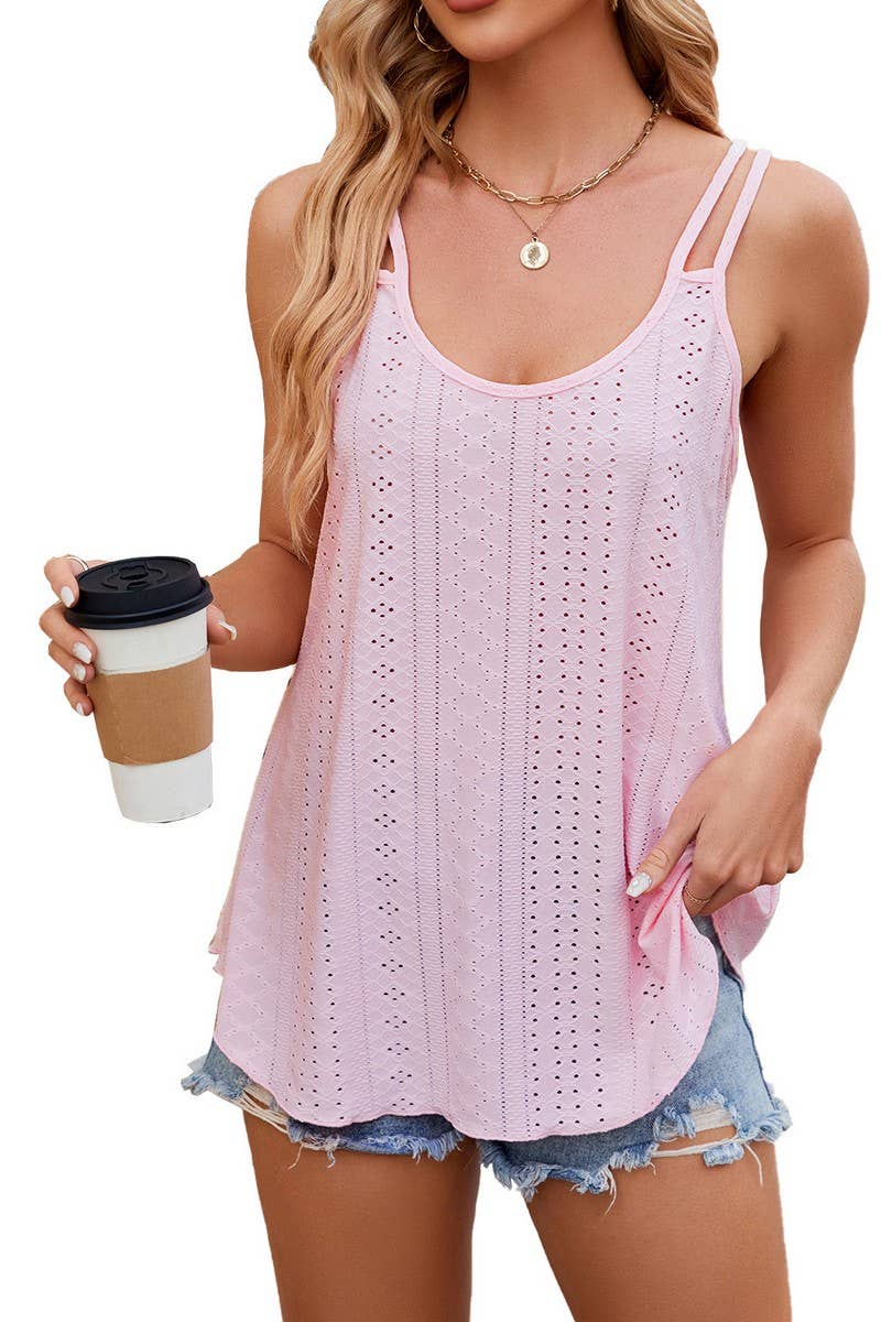 CWTTSL0323_SOLID COLOR ROUND NECK WOMEN'S BOTTOMING VEST TOP