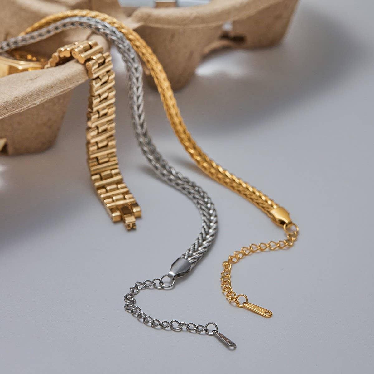 Elegant Two-Tone 18K Gold Titanium Chain Bracelet