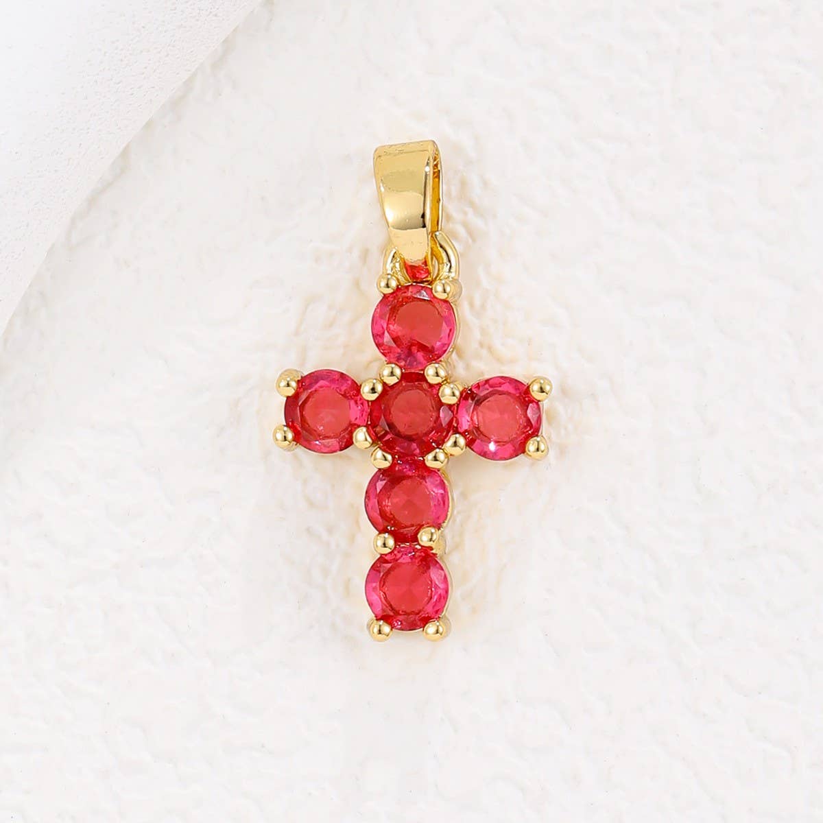 Colorful Zircon December Cross Pendant Necklace