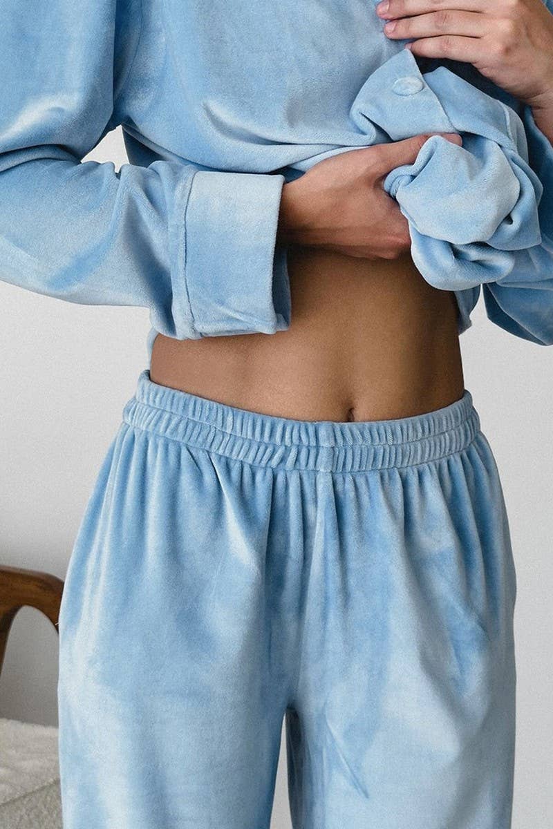 CWSPJ0345_PLUSH LONG SLEEVE LONG PANTS PAJAMAS SET