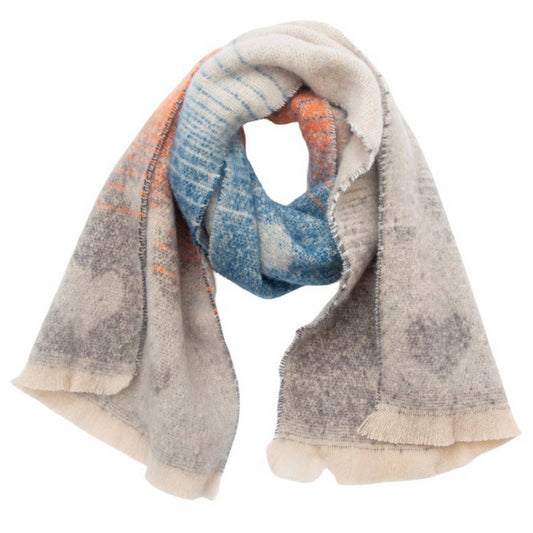 Heart Pattern Circle Yarn Scarf - Women's Wrap