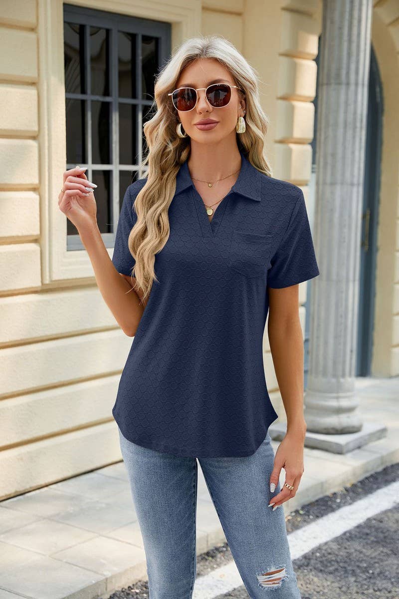 CWTTS0817_V-Neck Short Sleeve Knit Top