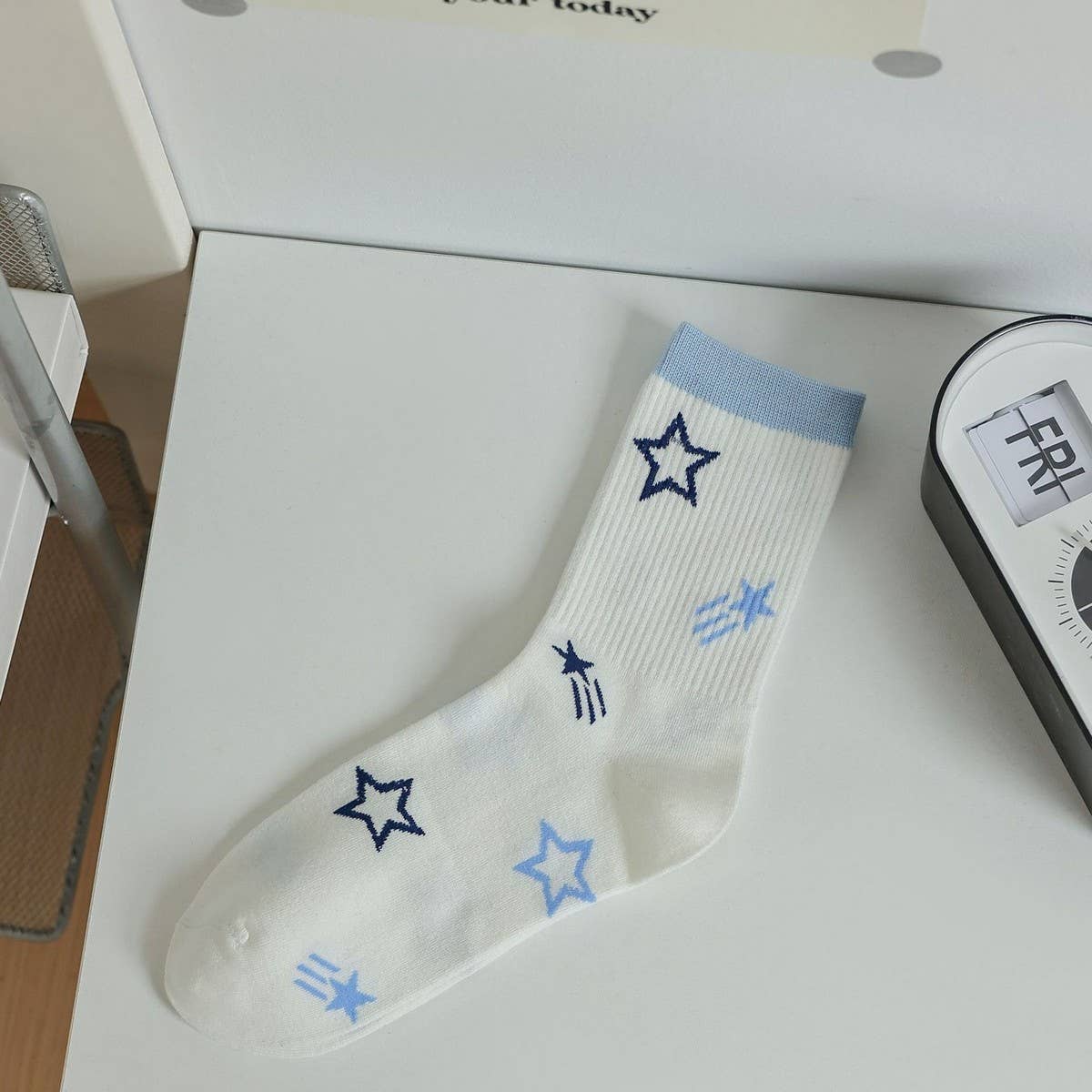 WOMEN'S NEW BLUE FRESH LETTERED MID-TUBE SOCKS