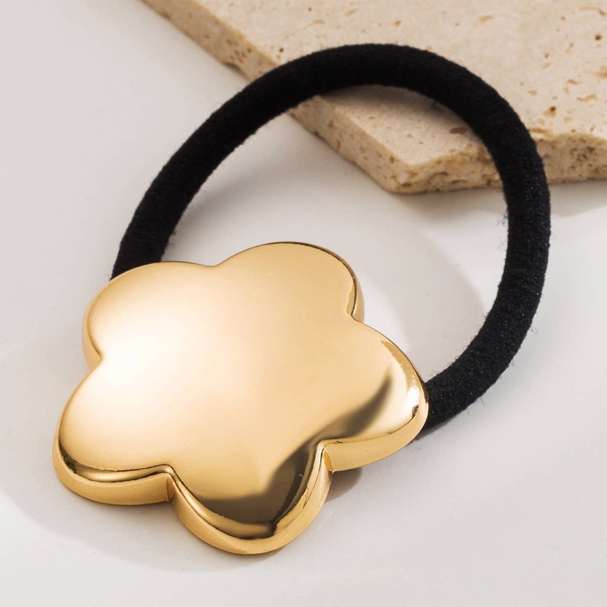 Elegant Metal Flower Elastic Hair Tie for Women