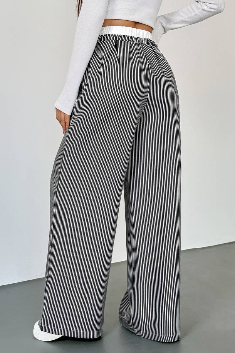 CWBLP2150_COLORBLOCK STRIPED CASUAL STRAIGHT PANTS