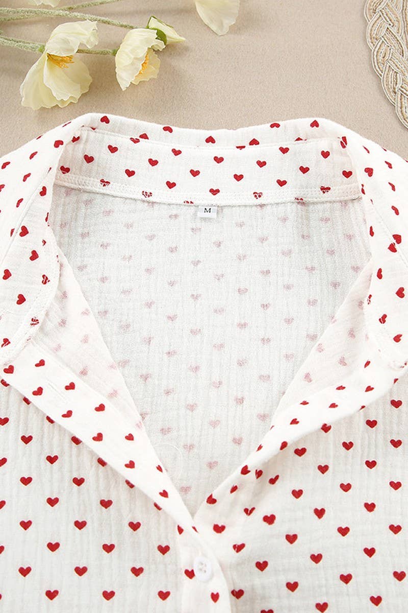 CWSPJ0069_LONG SLEEVED SHIRT WITH BUTTONS SHORTS PAJAMAS SET