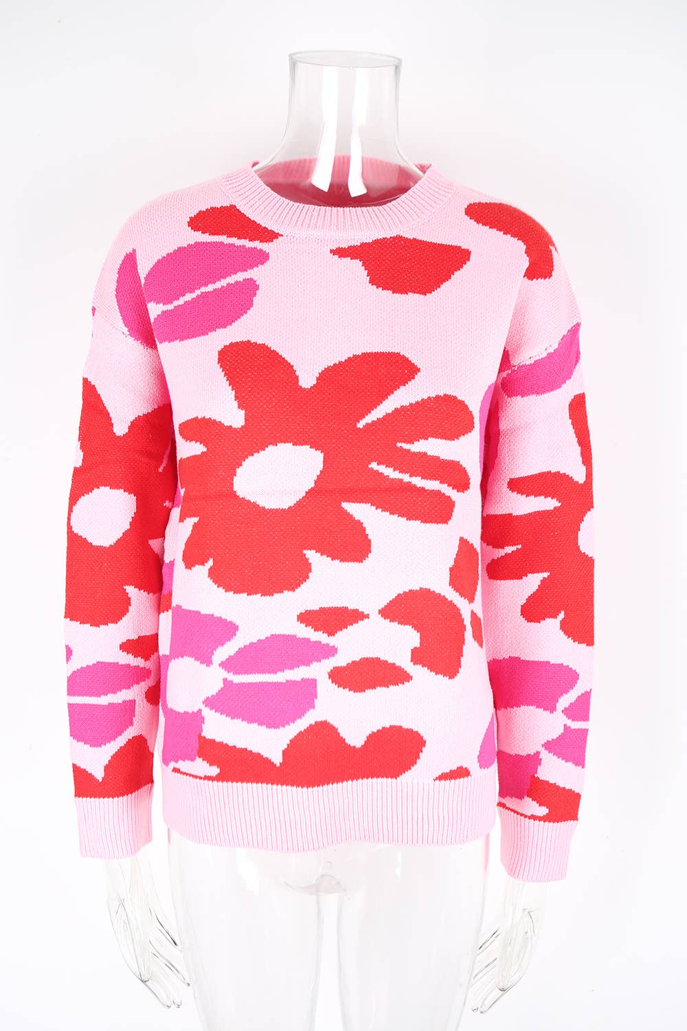 Casual versatile floral printed knitted sweater