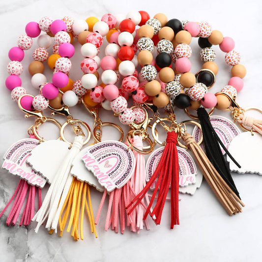 WOODEN BEADS BRACELET SPOT BRACELET KEYCHAIN_CWMM1299