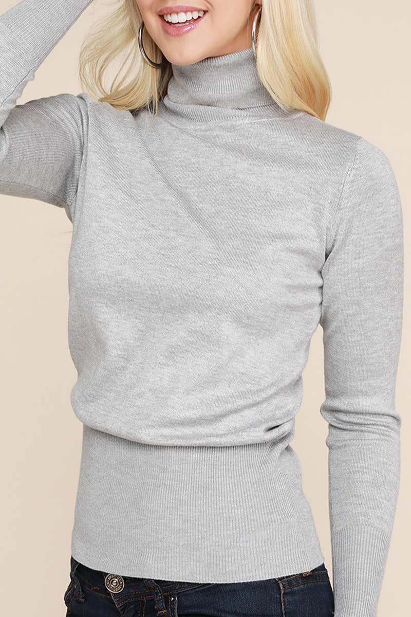 AWOSWL285_Stretch Turtle Neck Long Sleeve Pullover Sweater
