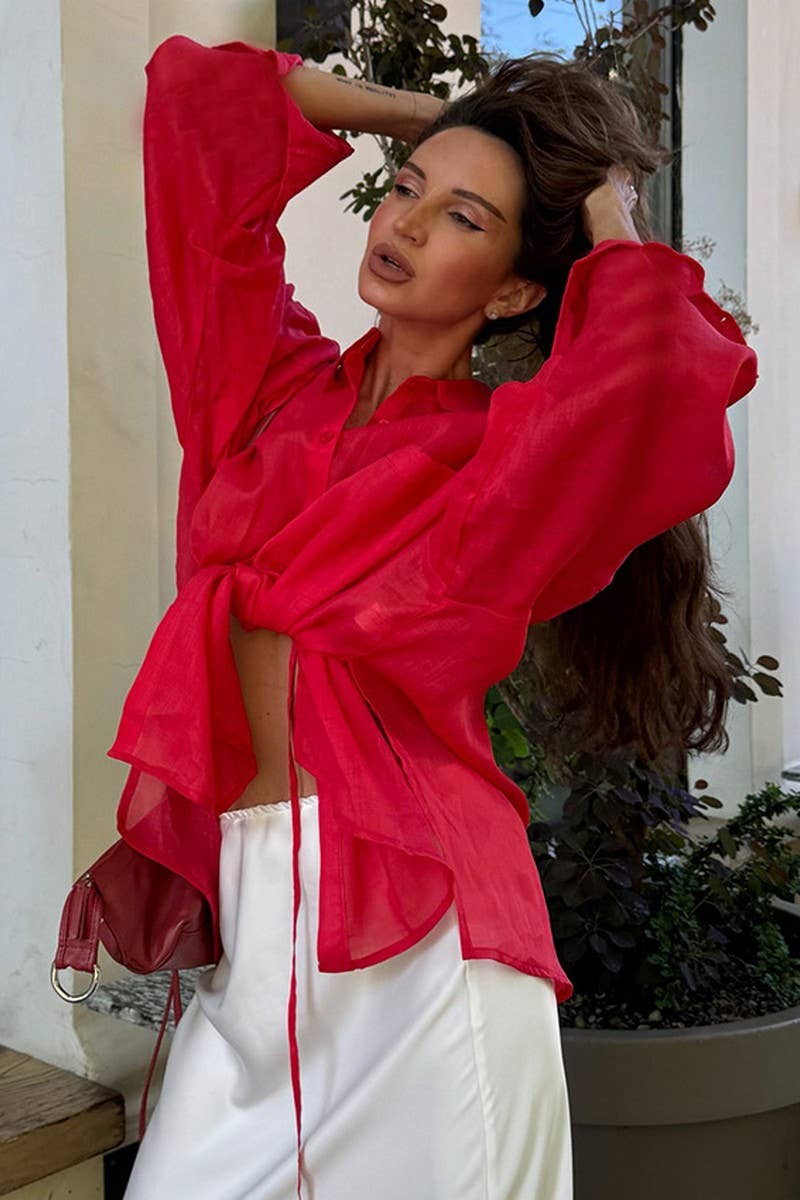 CWTBLL554_SEMI-TRANSPARENT LONG-SLEEVED TENCEL SHIRT