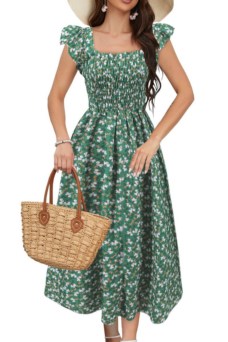 CWDMD6205_FLORAL FLUTTER SLEEVE SQUARE NECK MAXI DRESS