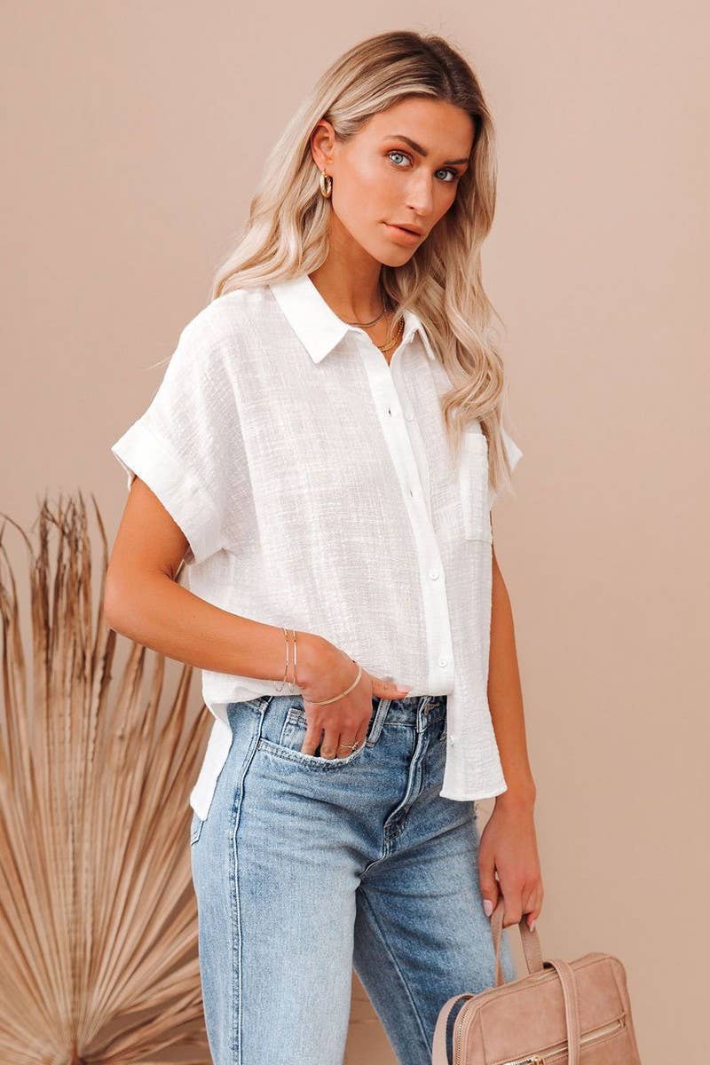 CWTBLS0793_COTTON AND LINEN CASUAL SIDE SLIT POCKET SHIRT