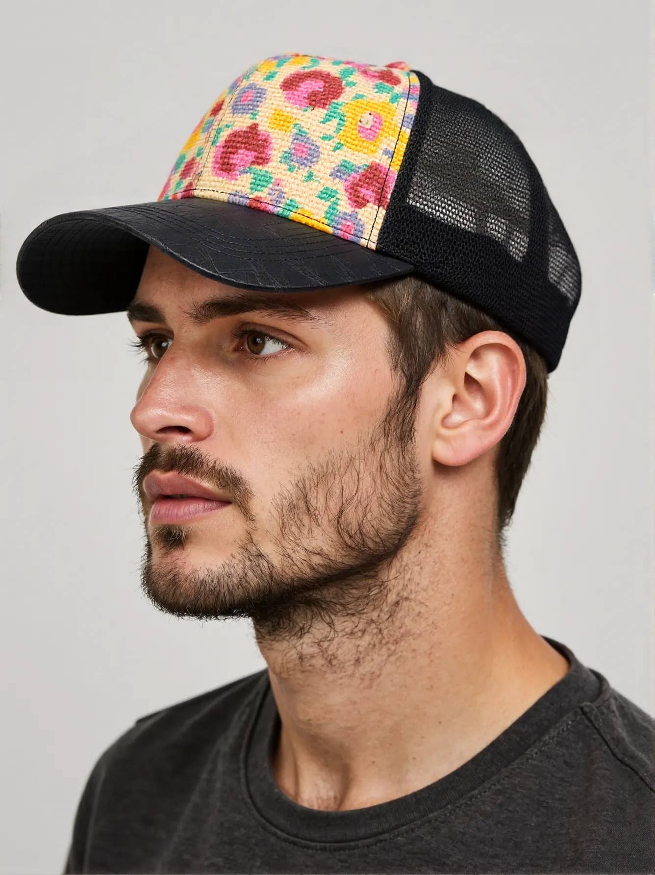 Printed Straw Mesh Baseball Cap, Summer Unisex_CWAH1628